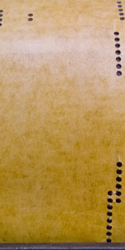 Macro shot of an antique piano roll.