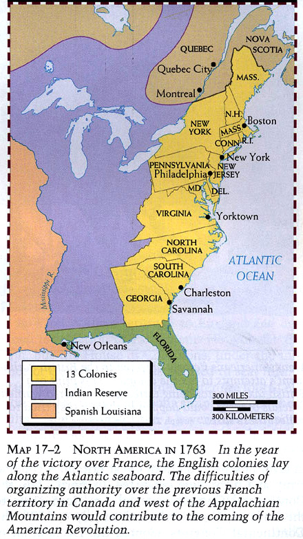 Map Of North America 1763