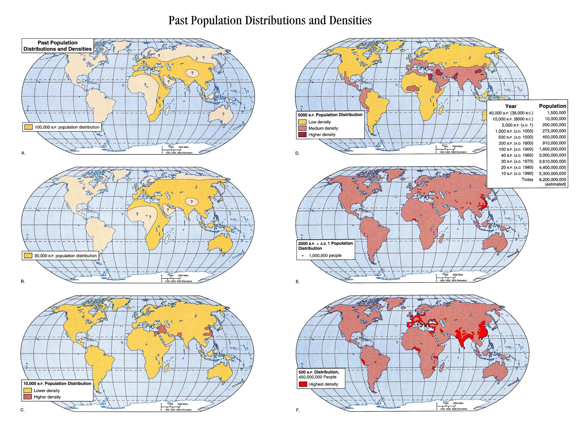 World Population Distributions and Densities, 38,000 BC to Present