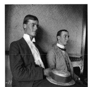 Bruce Allen (left) and an unidentified young man in an inner room. Marshall, Texas. 1899/1900.