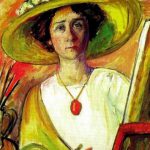 Self-portrait in front of an easel. 1908-9