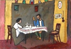 [Early version of] Kandinsky and Erma Bossi at the tea-table. c. 1910.