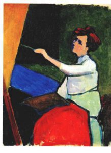 At the easel. c. 1910 [Self portrait]