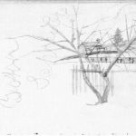 House with fence and tree, Moorefield. Pencil sketch [Abbild 11]. 1899.