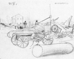 Roller mills in Moorefield, Arkansas. Pencil sketch [Abbild 12]. 1899