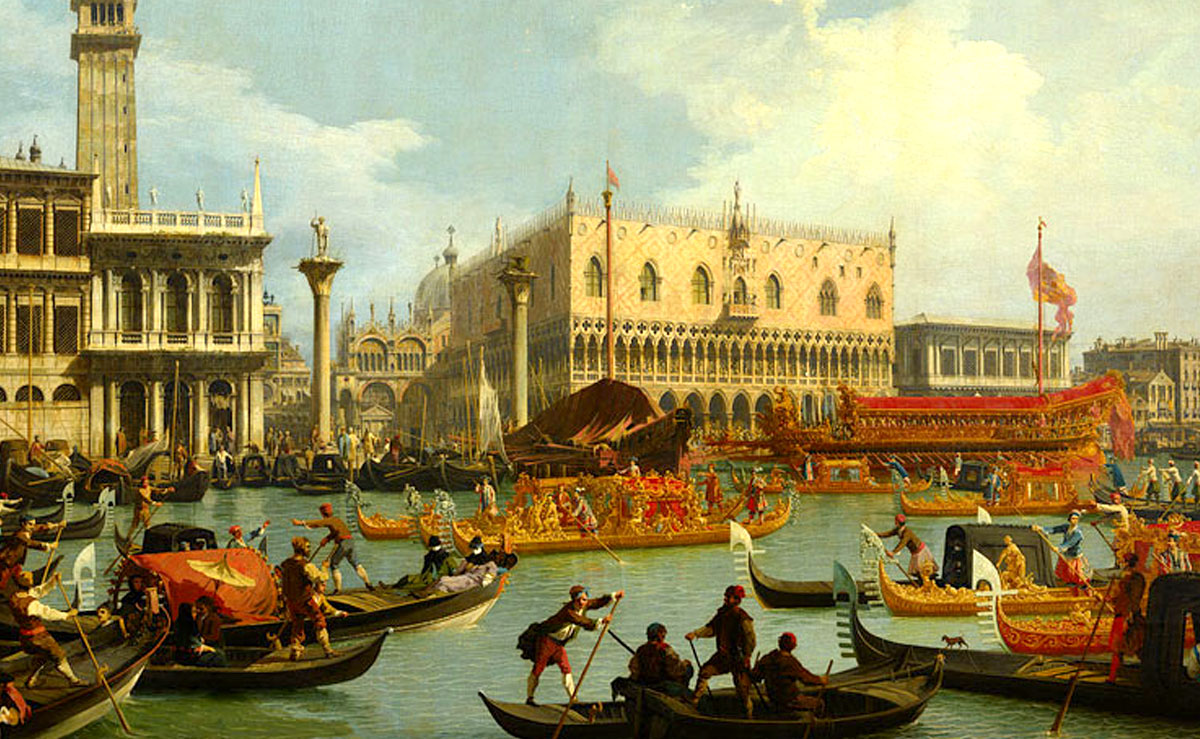 painting of Venice canal and boats